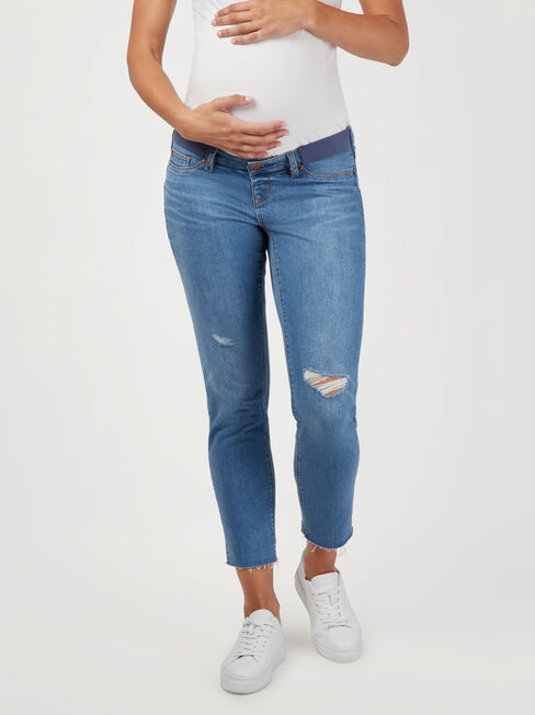 Carla Crop Straight Maternity Jean Light Wash