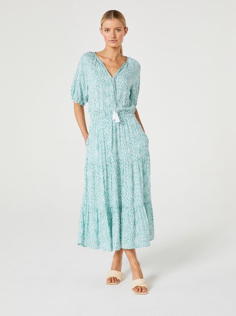 Grace Tiered Midi Dress, Print, hi-res
