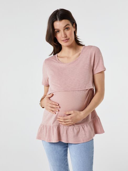 Millie Fitted Nursing Maternity Top, Pink, hi-res