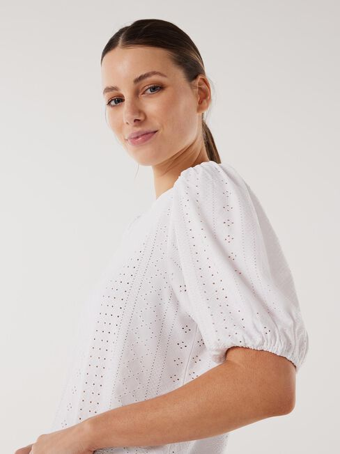 Ash Lacey Top, White, hi-res
