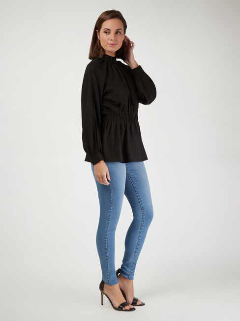 Jasmine Split Sleeve Blouse, Black, hi-res