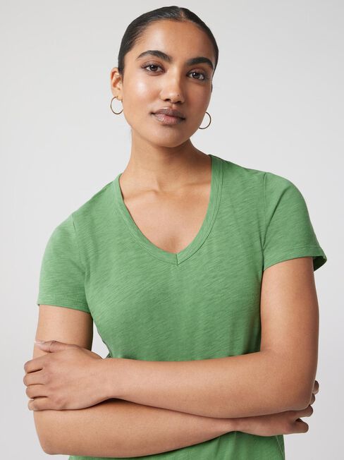Essential V-Neck Tee, Forest Green, hi-res
