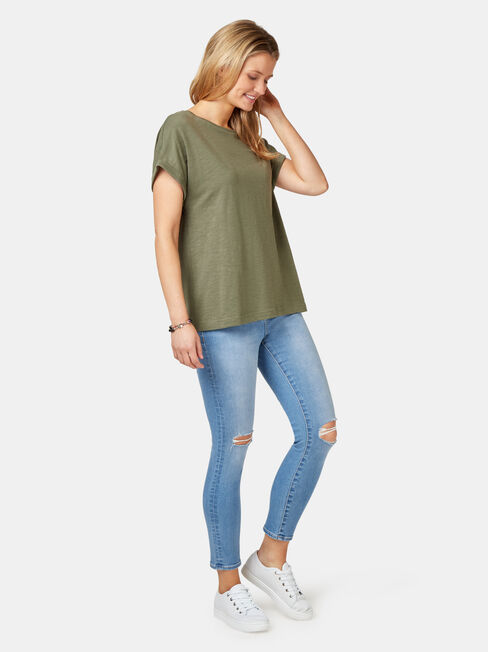 Drop Shoulder Tee, Thyme, hi-res