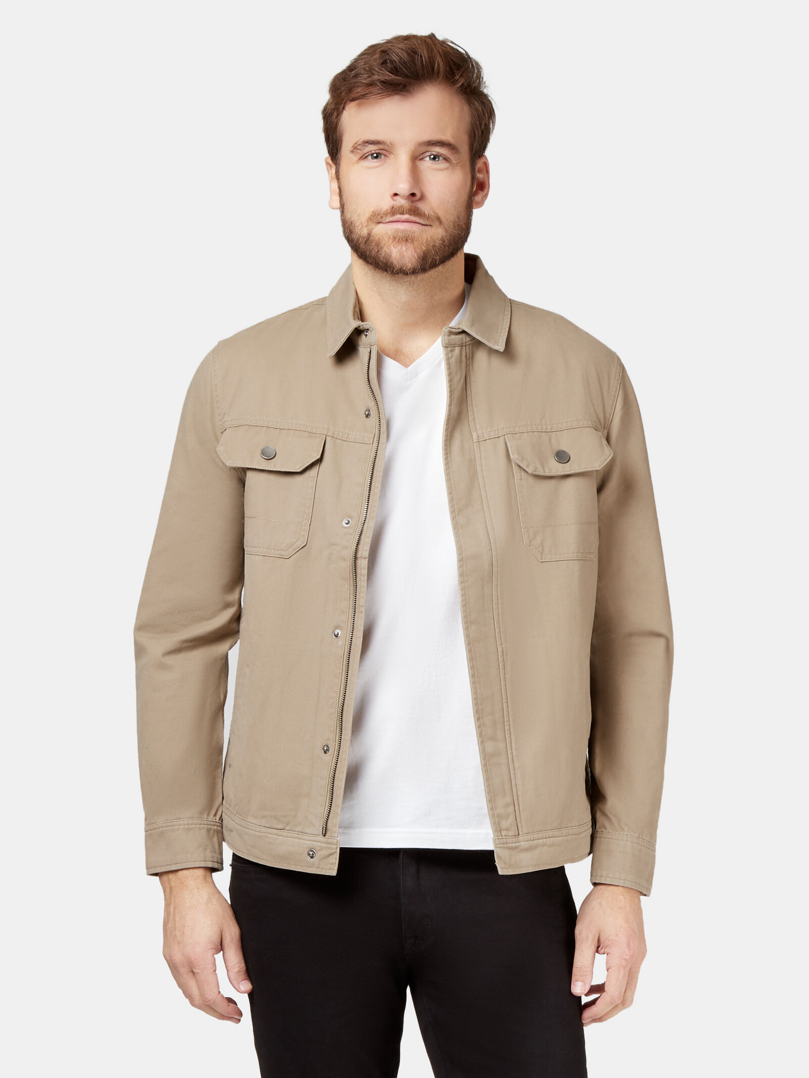 brown trucker jacket