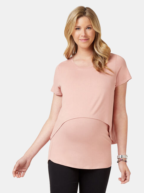 Cerese Layered Maternity Top, Pink, hi-res