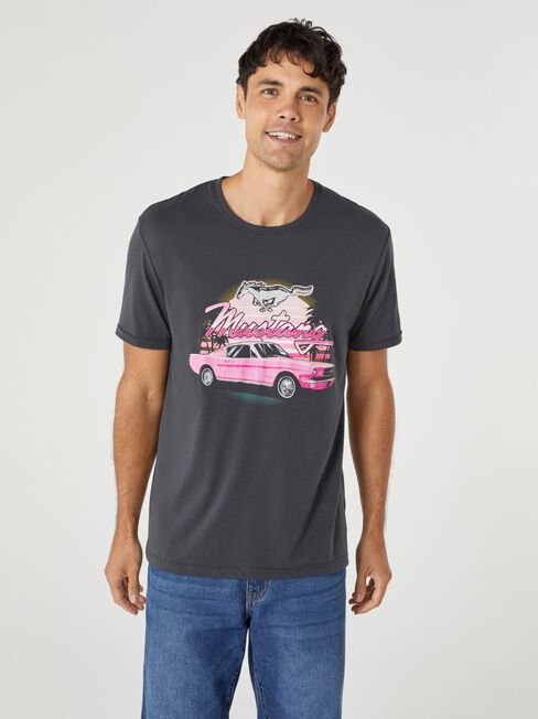 SS Ford Mustang Summer Print Crew Tee, Grey, hi-res