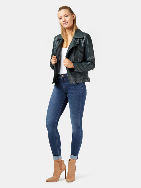 Frankie PU Jacket, Green, hi-res