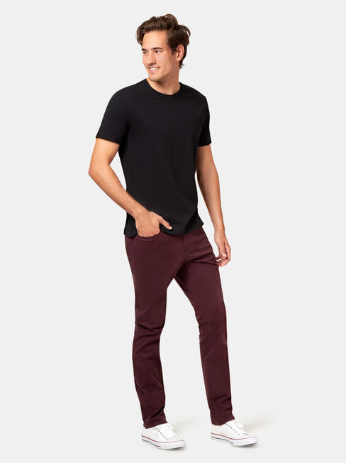 Slim Tapered Jeans Burgundy, Coloured, hi-res