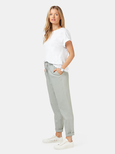 Linen Blend Pant, Green, hi-res
