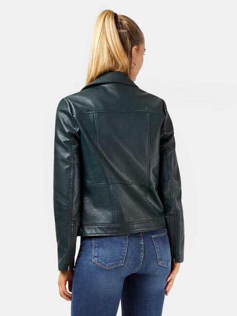 Frankie PU Jacket, Green, hi-res