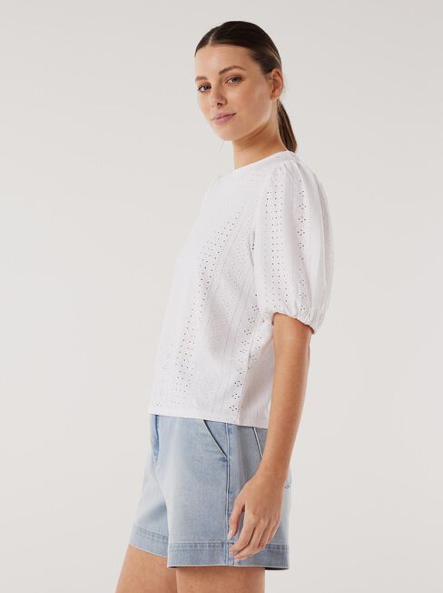 Ash Lacey Top, White, hi-res