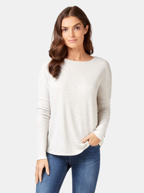 Max Curve Hem Textured Top, White, hi-res