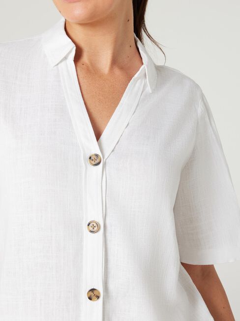 Callie Cropped Shirt, White, hi-res