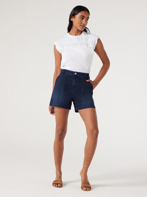 Ruby Rouched Jersey Top, White, hi-res