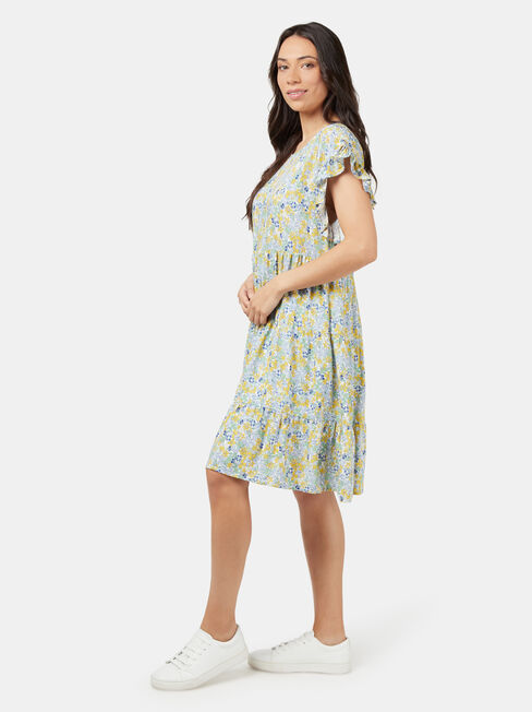 Aimee Tiered Mini Dress, Green, hi-res