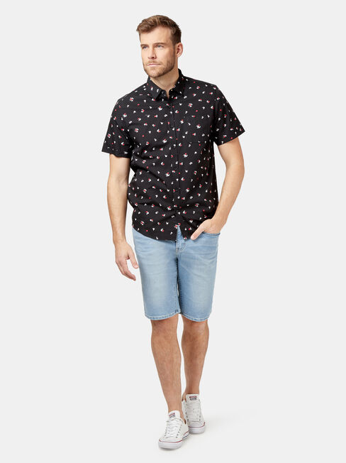 Kurt Short Sleeve Print Shirt, Black, hi-res