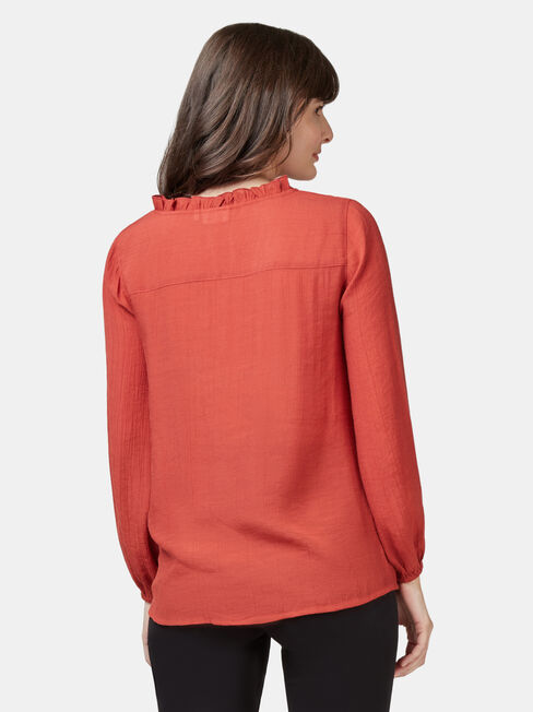 Aria Peplum Hem Top, Red, hi-res