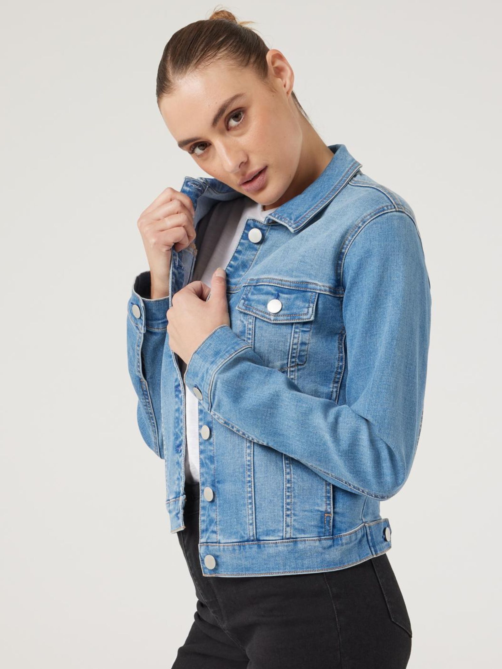 Denim zipper jacket clearance