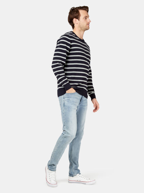 Lincoln Stripe Crew Knit, Blue, hi-res