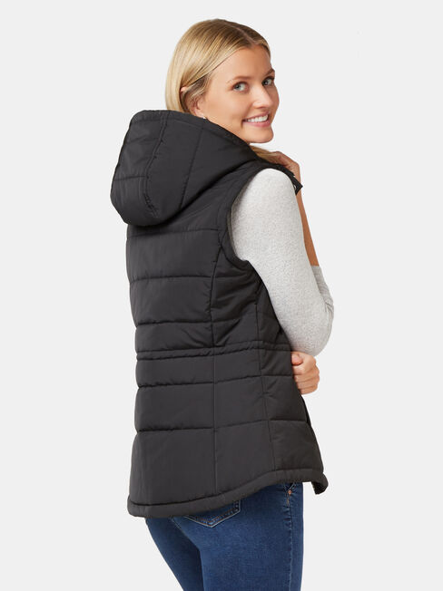 Bella Padded Vest, Black, hi-res