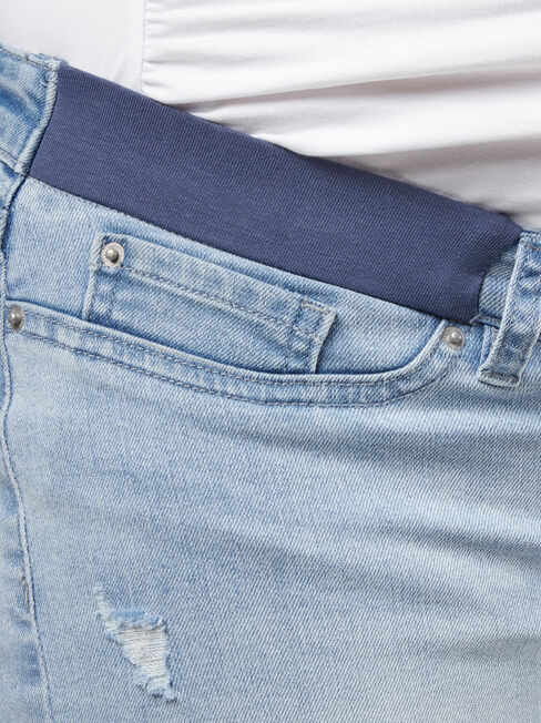 Kearly Elastic Insert Maternity Short, Blue, hi-res