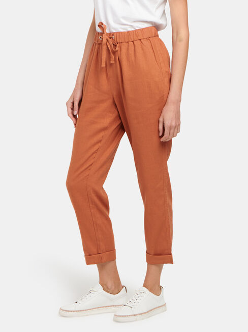 Linen Blend Pant, Orange, hi-res