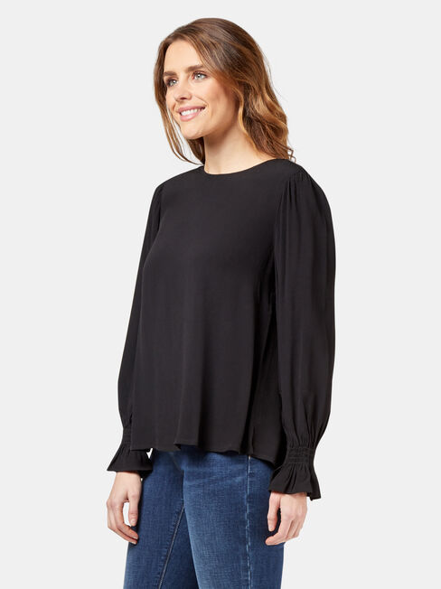Elliot High Low Blouse, Black, hi-res