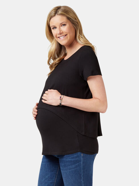Cerese Layered Maternity Top, Black, hi-res