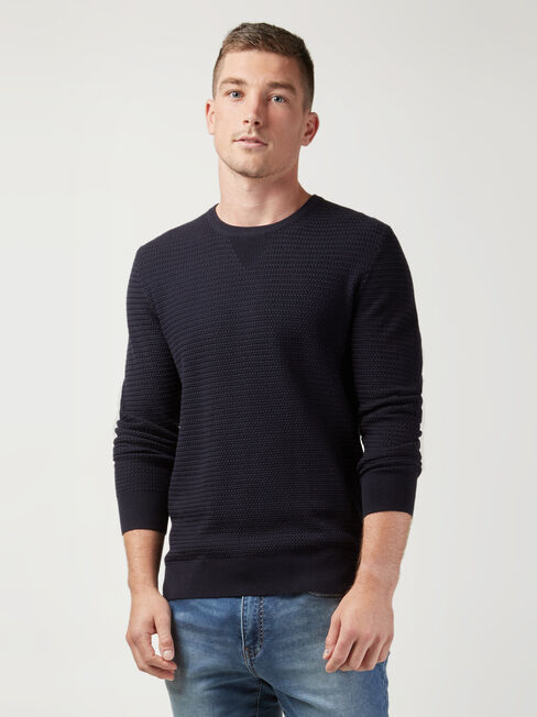 Slater Textured Crew Knit, Blue, hi-res