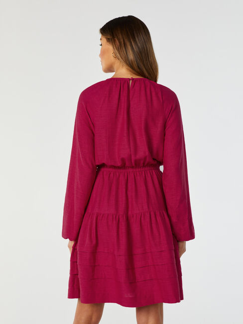 Hannah Pintuck Dress, Red, hi-res