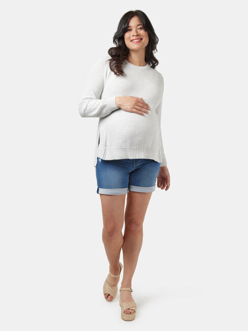 Emily Side Split Maternity Knit, Grey, hi-res