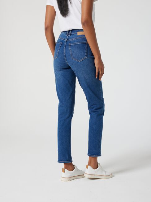 High Waisted Tapered Jeans, Mid Vintage, hi-res