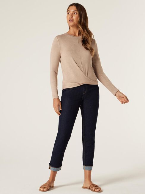 Hazel Soft Touch Twist Front Pullover, Camel Marle, hi-res