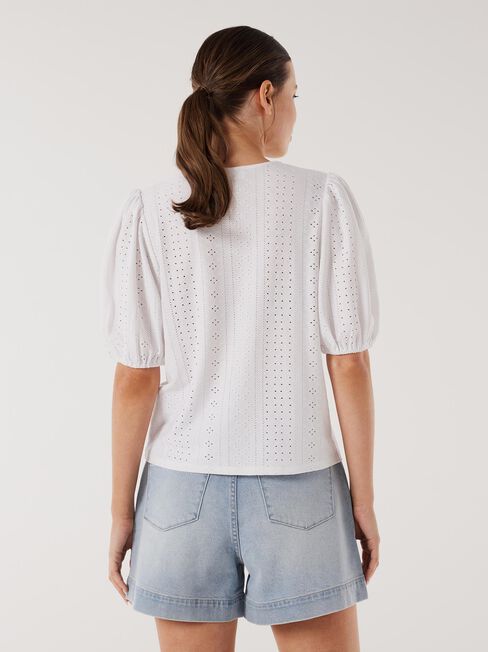 Ash Lacey Top, White, hi-res