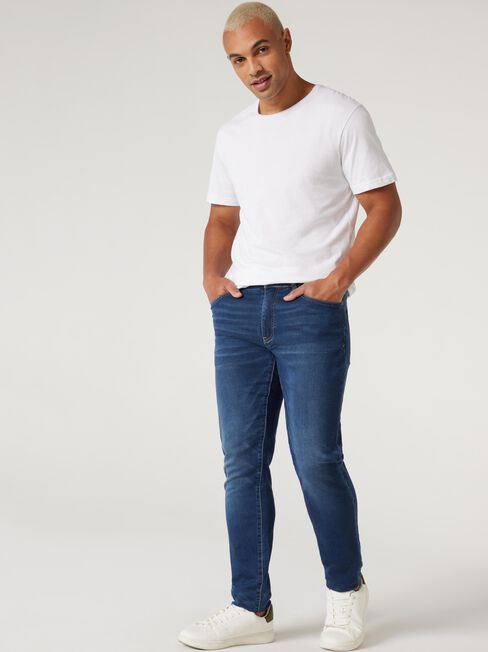 Fleetwing Slim Tapered Knit Jeans, Dark Indigo, hi-res