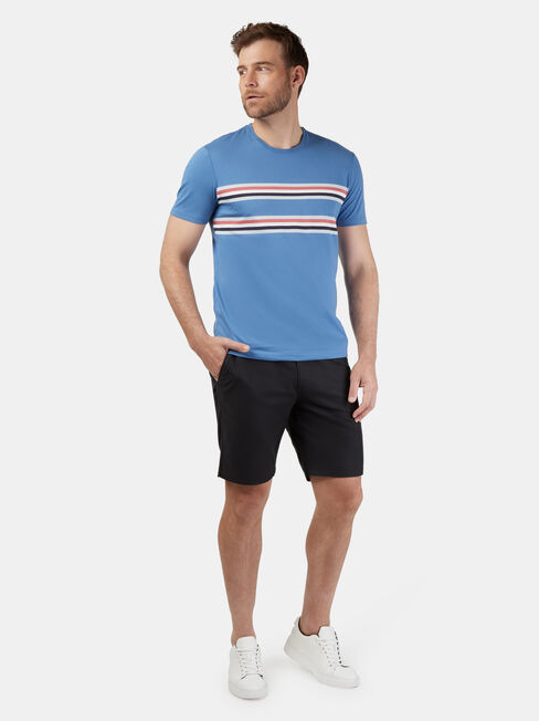 Clifton Short Sleeve Panel Print Crew Tee, Blue, hi-res