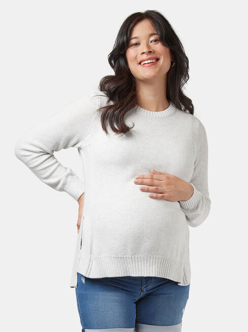 Emily Side Split Maternity Knit, Grey, hi-res