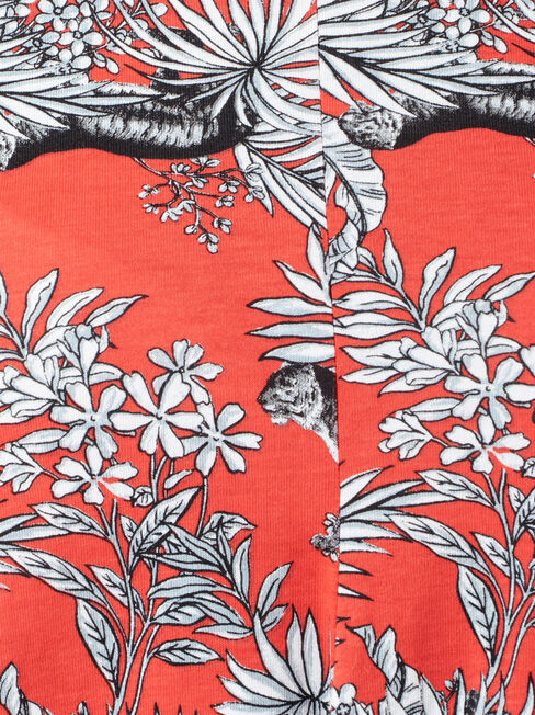 Emma Twist Front Printed Tee, Red, hi-res