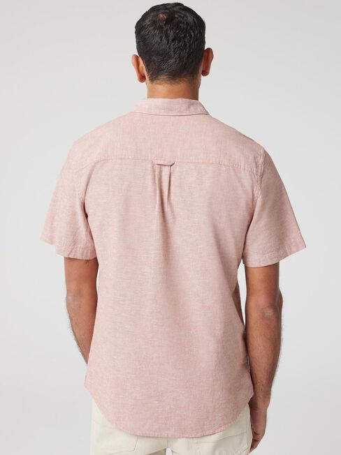 Wolf Textured Short Sleeve Shirt, Orange, hi-res