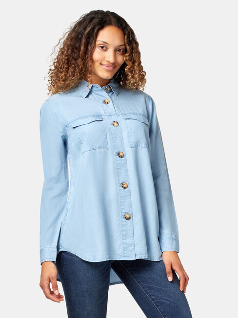 Kea Tencel Shirt, Blue, hi-res