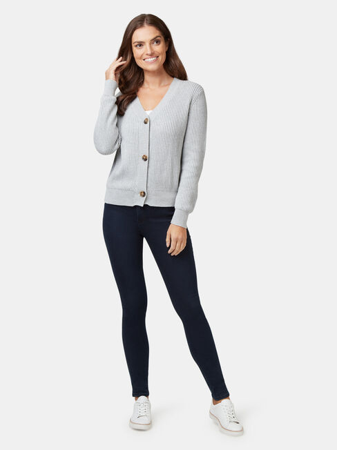 Camille Cropped Cardigan, Grey, hi-res