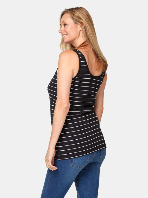 Lola Maternity Cotton Basic Tank, Stripe, hi-res