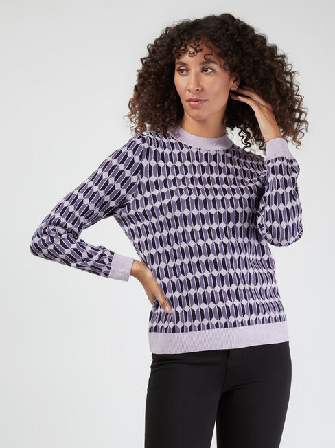 Amara Geometric Knit, Purple, hi-res