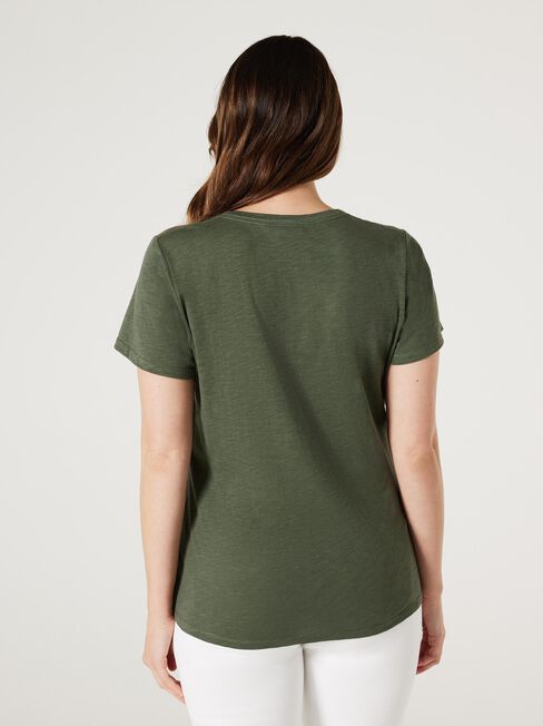 Essential V-Neck Tee, Green, hi-res
