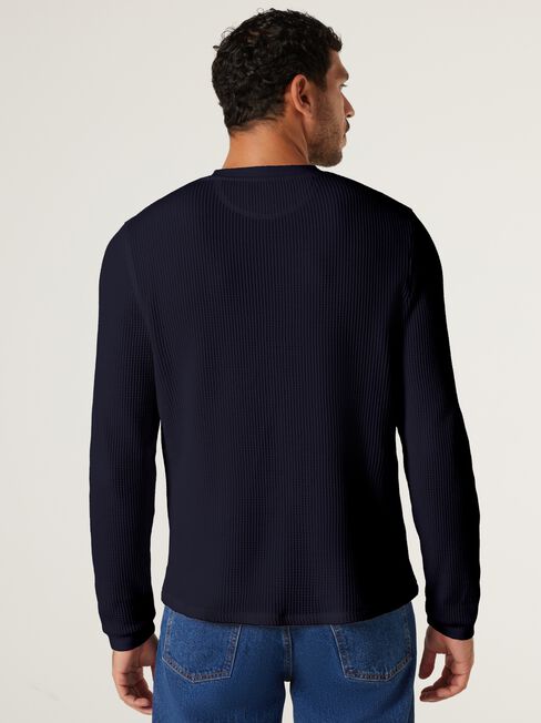 Berlin Waffle Crew Neck Long Sleeve Tee, Ink, hi-res