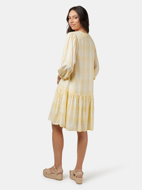 Lara Ladder Trim Dress, Yellow, hi-res
