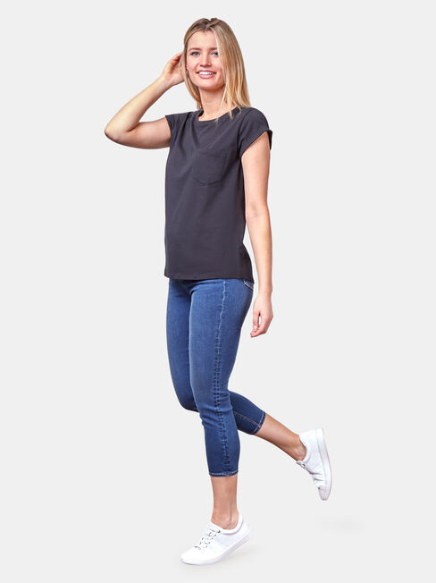 Essential Slub Pocket Tee, Black, hi-res