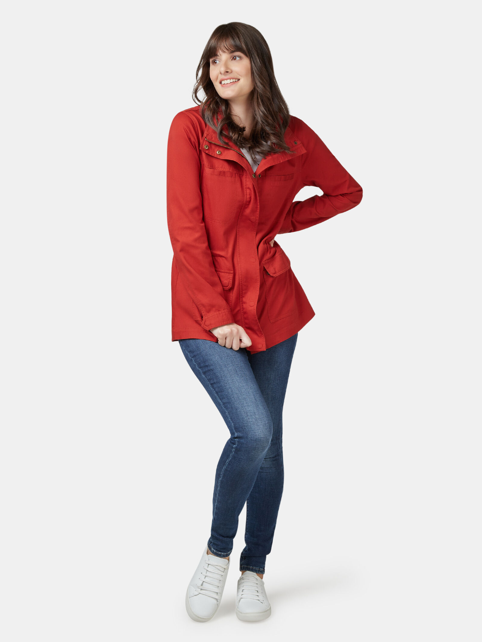 Red cotton jacket sale women's