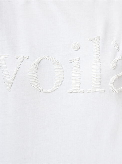Embellished Slogan Tee, White, hi-res
