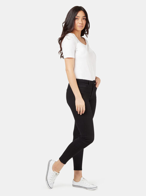 Isabelle Distressed Mid Waisted Skinny 7/8 Jeans Black, Black, hi-res